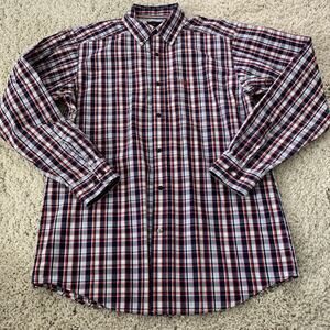 Ariat Pro Series Shirt Mens Large Blue Red Plaid Button Down Fitted Cotton Blend